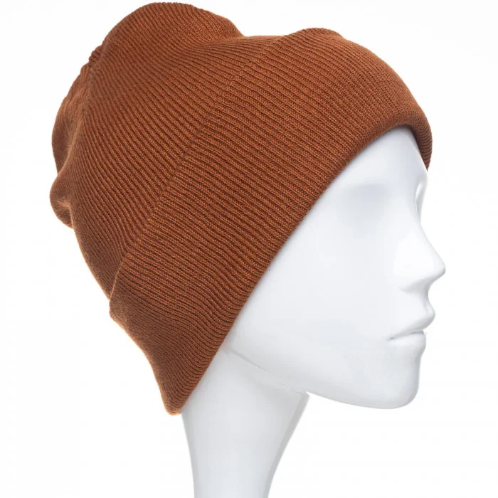 Caciula unisex model clasic tricotat, dublata in interior, caramiziu