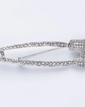 Brosa metalica argintie tip ac cu pietricele