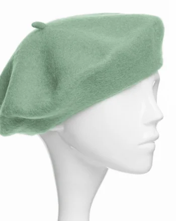 Bereta frantuzeasca din stofa groasa de lana, verde menta
