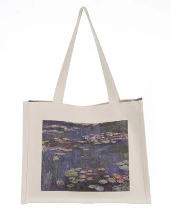 Geanta de umar din material textil cu imprimeu Nuferii lui Claude Monet