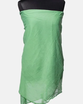 Esarfa verde pal, dreptunghiulara, in colturi alungite, din bumbac si matase