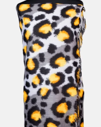 Esarfa cashmere model animal print cu nuante de galben si gri