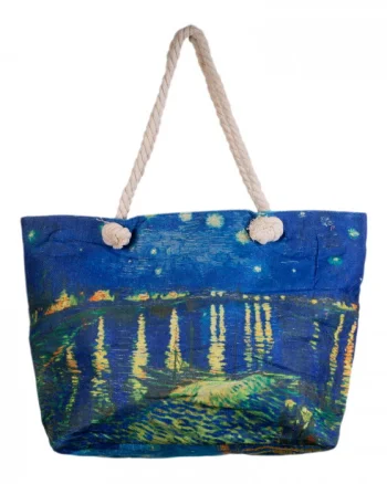 Geanta de plaja din material textil, cu imprimeu lac luminat noaptea
