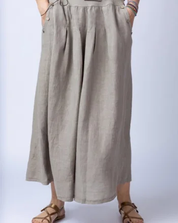 Fusta lunga casual, bej, din in, cu o curea fancy