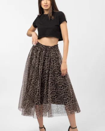 Fusta clos din tulle animal print