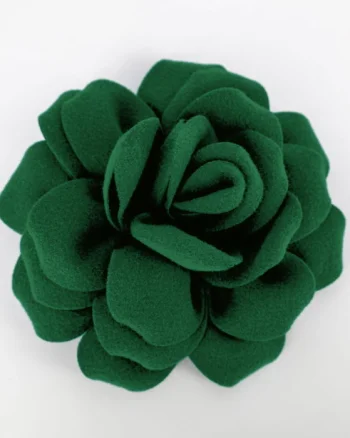 Brosa floare verde cu diametru de 20 cm din stofa, cu clips si ac