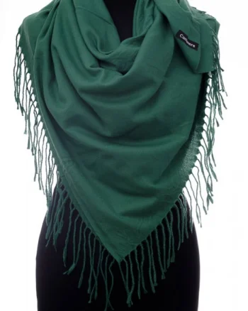 Esarfa verde patrata din material gros tip cashmere