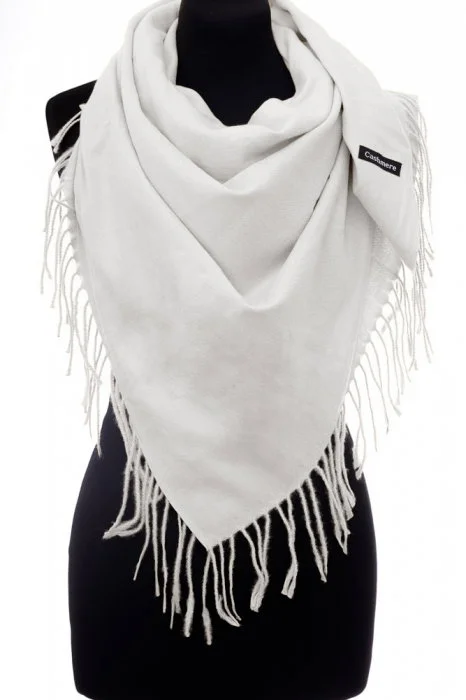 Esarfa alba patrata din material gros tip cashmere