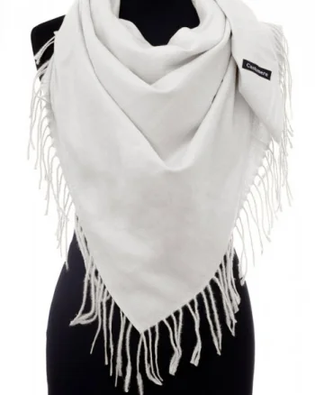 Esarfa alba patrata din material gros tip cashmere