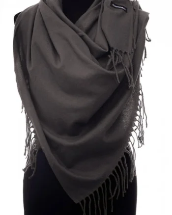 Esarfa gri patrata din material gros tip cashmere