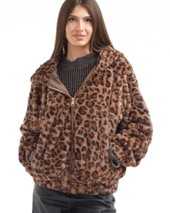 Geaca din blanita artificiala animal print