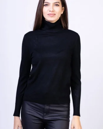 Helanca pulover cu guler inalt, neagra