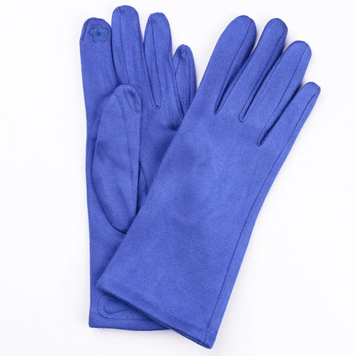 Manusi dama albastru electric din material textil catifelat