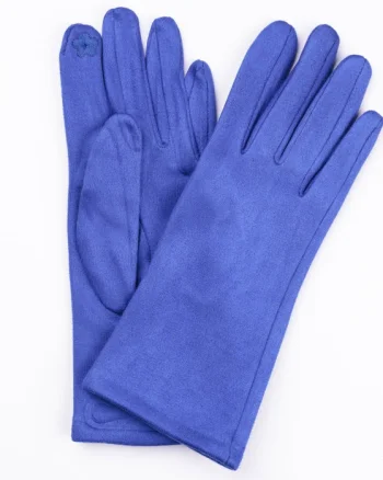 Manusi dama albastru electric din material textil catifelat