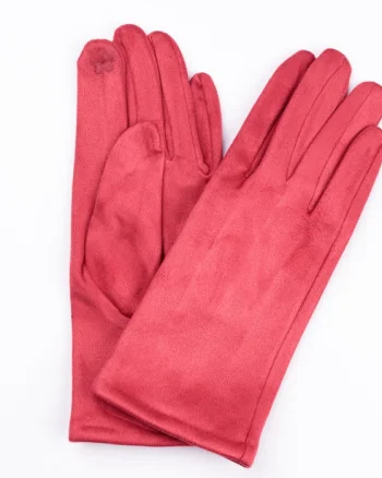Manusi dama rosii din material textil catifelatat