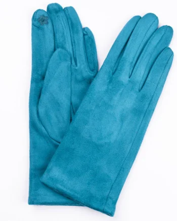 Manusi dama turcoaz din material textil catifelatat