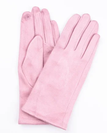Manusi dama roz prafuit din material textil catifelatat