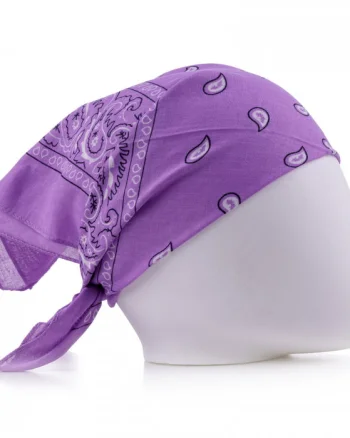 Bandana tip batic patrat cu imprimeu alb pe mov