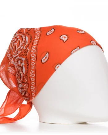 Bandana tip batic patrat cu imprimeu alb pe portocaliu orange