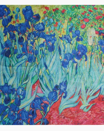 Esarfa premium din matase cu dubla fata, imprimeu cu reproducere dupa    Irisi   - de Van Gogh