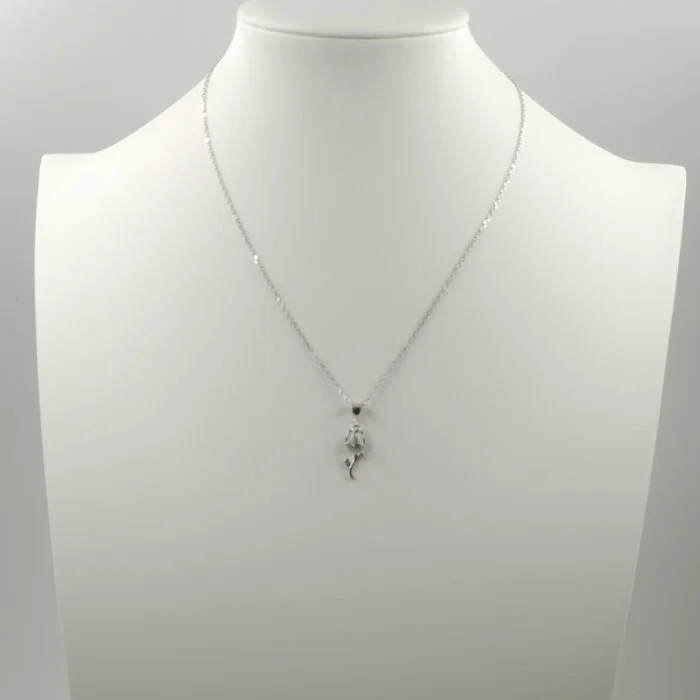 Set colier cu lant din argint 925 si pandant lalea cu sidef alb si pietre fine din cubic zirconia