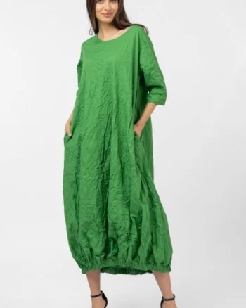 Rochie lunga gogosar din vascoza sifonata, verde