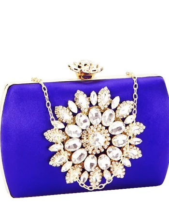 Geanta clutch albastru cu brosa BRS-210 06
