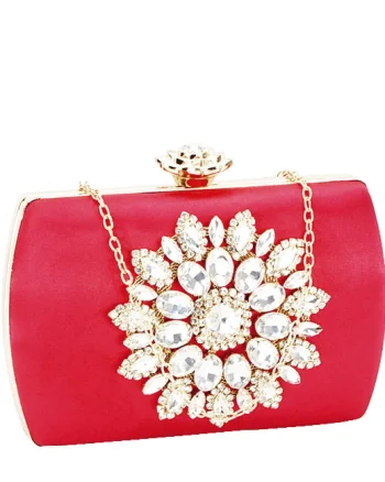 Geanta clutch rosie cu brosa BRS-210 06
