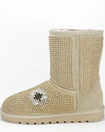 Cizme bej din piele naturala W8008 112