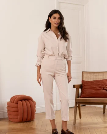 Pantaloni bej tip Cigarette, Oraije C2031BG
