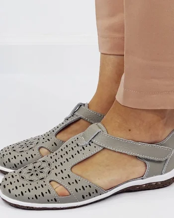 Balerini gri din piele naturala 5121 M5