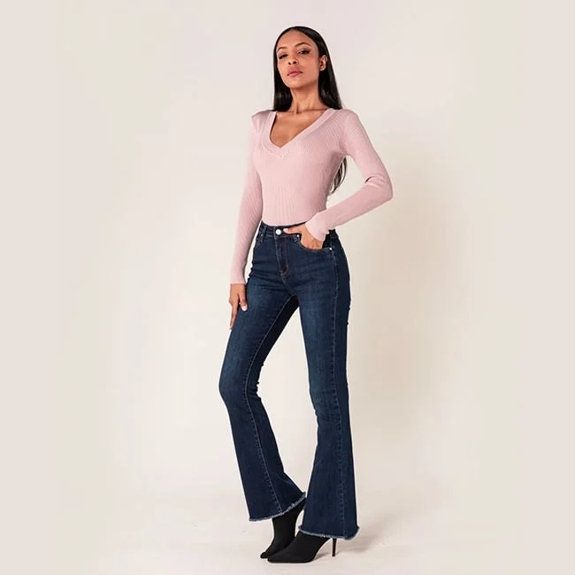 Blugi Dama Evazati BoatCut Nina Carter Albastru Inchis P218-2A M10