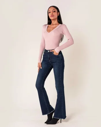 Blugi Dama Evazati BoatCut Nina Carter Albastru Inchis P218-2A M10