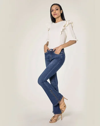 Blugi Dama Evazati BoatCut Nina Carter Albastru Inchis P151L M10