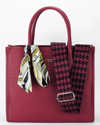 Geanta rosie FloraCO Paris cu esarfa decorativa H6935 M7