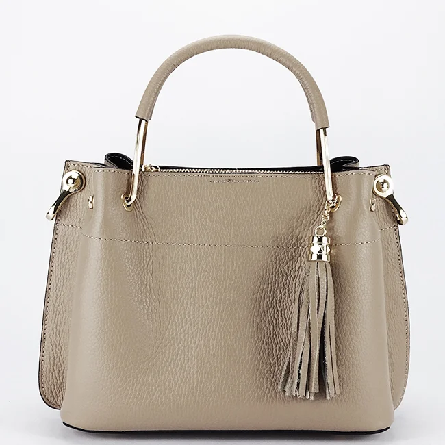Geanta taupe deschis medie din piele naturala 8939 122