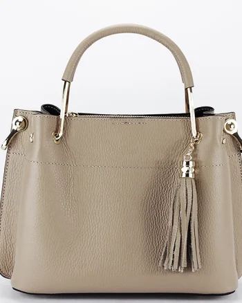Geanta taupe deschis medie din piele naturala 8939 122