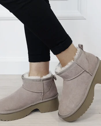 Ghete kaki deschis din piele naturala W5878 114