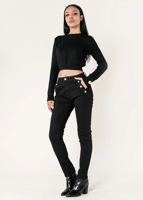 Blugi dama mom fit Nina Carter negrI P216 M10
