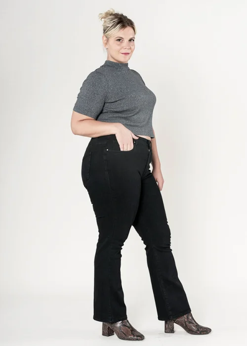 Blugi dama regular fit marimi mari Nina Carter negru P612-8  M10