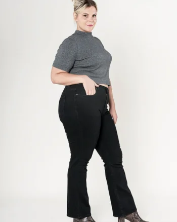 Blugi dama regular fit marimi mari Nina Carter negru P612-8  M10