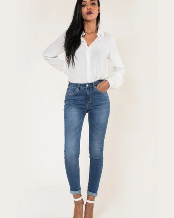 Blugi Dama Albastr spalat Slim Nina Carter P078-1 M9
