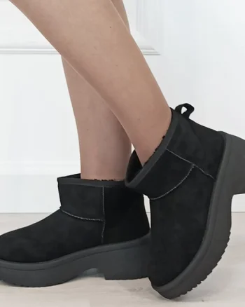 Ghete negre imblanite cu talpa groasa LT33-49 113