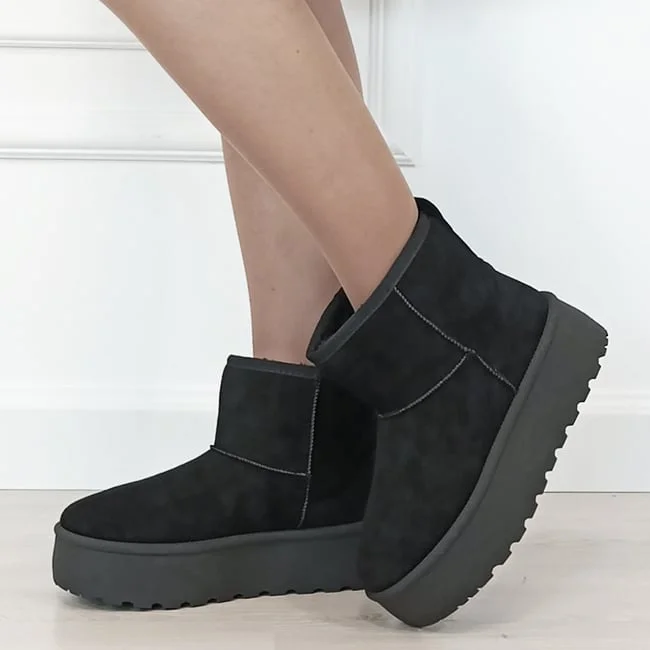 Ghete negre imblanite cu talpa groasa LT33-45 111