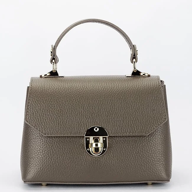 Geanta taupe inchis din piele naturala 1736 131