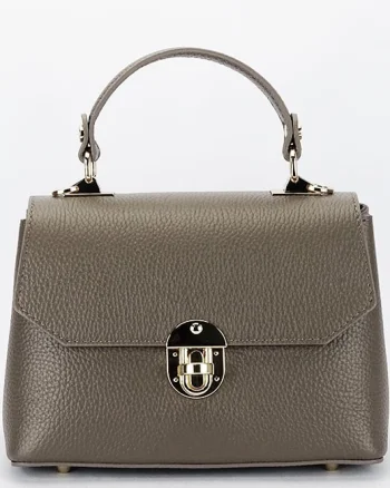 Geanta taupe inchis din piele naturala 1736 131