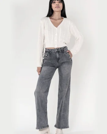 Blugi Dama Evazati Nina Carter Gri inchis P195-17A M10