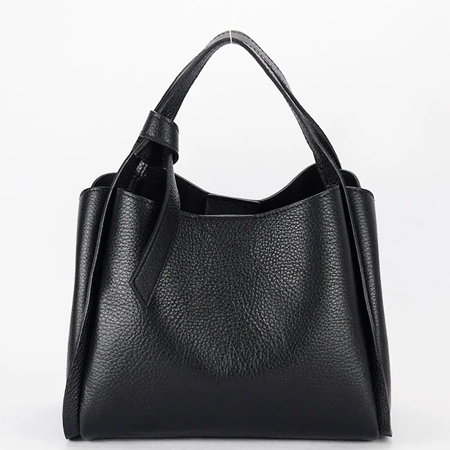 Geanta medie neagra din piele naturala 8905 128