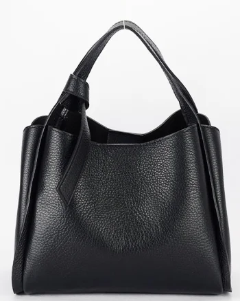 Geanta medie neagra din piele naturala 8905 128