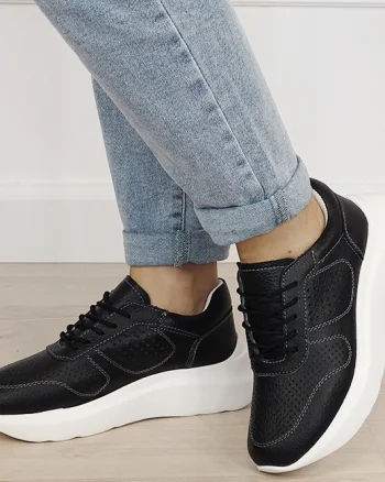 Sneakers negri piele naturala Veronica M4